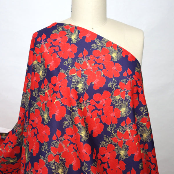 Artlux ~ 'Lily - Navy' Luxury Cotton Lawn ~ Made in Italy